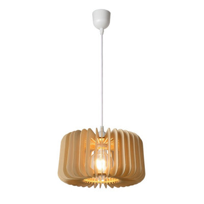 Lucide Etta Scandinavian Pendant Light 29cm - 1xE27 - Light Wood