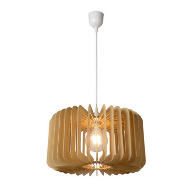 Lucide Etta Scandinavian Pendant Light 39cm - 1xE27 - Light Wood