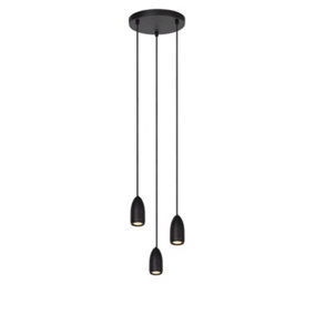 Lucide Evora Modern Pendant light 25cm - 3xGU10 - Black