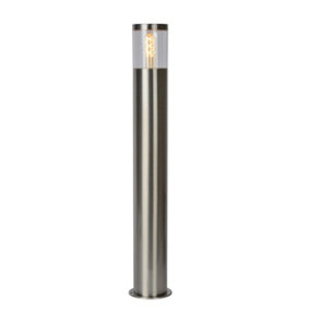 Lucide Fedor Modern Tall Bollard Light Outdoor - 1xE27 - IP44 - Satin Chrome