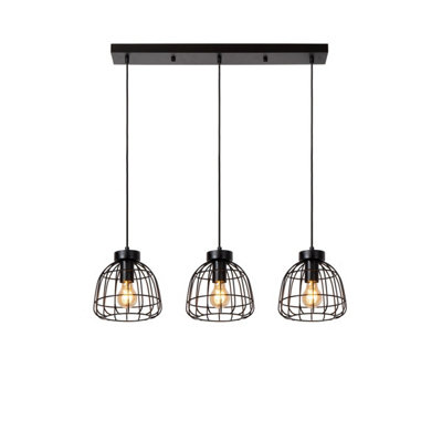 Lucide Filox Retro Bar Pendant Light - 3xE27 - Black