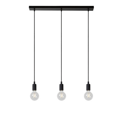 Lucide Fix Modern Bar Pendant Light - 3xE27 - Black