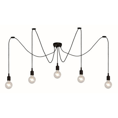 Lucide Fix Modern Cluster Pendant Light - 5xE27 - Black