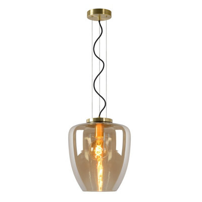 Lucide Florien Modern Pendant Light 28cm - 1xE27 - Amber