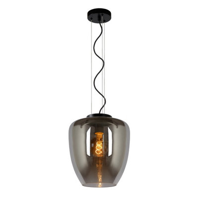 Lucide FLORIEN Pendelleuchte – 28 Cm, 1xE27, Amber-Farbe, Höhenverstellbar, Aus Glas