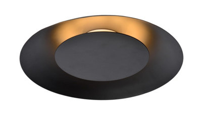 Lucide Foskal Modern Flush Ceiling Light 34.5cm- LED - 1x12W 2700K - Black