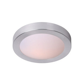 Lucide Fresh Modern Flush Ceiling Light Bathroom 27cm - 1xE27 - IP44 - Satin Chrome