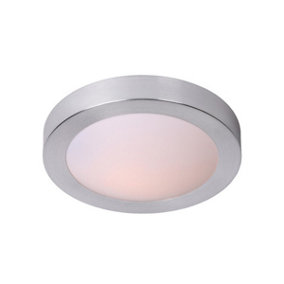 Lucide Fresh Modern Flush Ceiling Light Bathroom 35cm - 2xE27 - IP44 - Satin Chrome