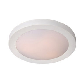Lucide Fresh Modern Flush Ceiling Light Bathroom 35cm - 2xE27 - IP44 - White