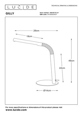 Lucide Gilly Modern Desk Lamp - LED - 1x3W 2700K - White