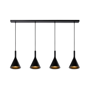 Lucide Gipsy Modern Bar Pendant Light - 4xE27 - Black