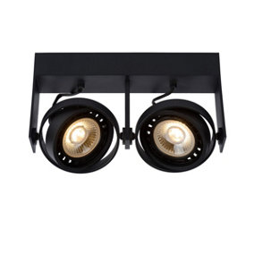 Lucide Griffon Modern Twin Ceiling Spotlight - LED Dim to warm - GU10 - 2x12W 2200K/3000K - Black
