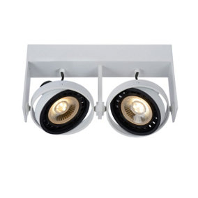 Lucide Griffon Modern Twin Ceiling Spotlight - LED Dim to warm - GU10 - 2x12W 2200K/3000K - White
