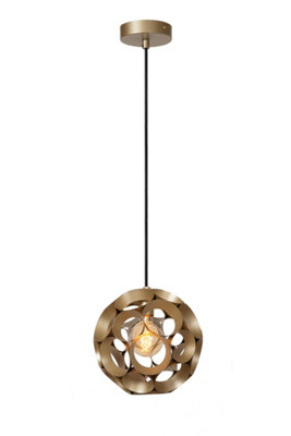 Lucide HANNELORE - Pendant light - 30 cm - 1xE27 - Matt Gold / Brass