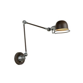 Lucide Honore Industrial Adjustable Arm Wall Light - 1xE14 - Rust Brown