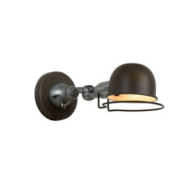 Lucide Honore Industrial Wall Light - 1xE14 - Rust Brown