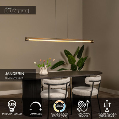 Lucide Janderin LED Bar Ceiling Pendant Light with PIR Sensor Champagne