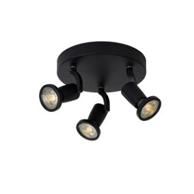 Lucide Jaster-Led Modern Ceiling Spotlight 20cm - LED - GU10 - 3x5W 2700K - Black