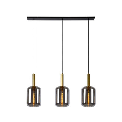 Lucide Joanet Modern Bar Pendant Light - 3xE27 - Smoke Grey