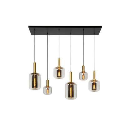 Lucide Joanet Modern Bar Pendant Light - 6xE27 - Smoke Grey
