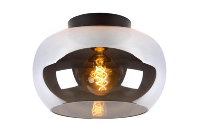 Lucide Judi Modern Flush Ceiling Light 30.5cm- 1xE27 - Smoke Grey
