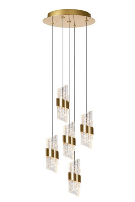 Lucide KLIGANDE - Pendant light - 30 cm - LED Dim. - 5x8W 2700K - Matt Gold / Brass