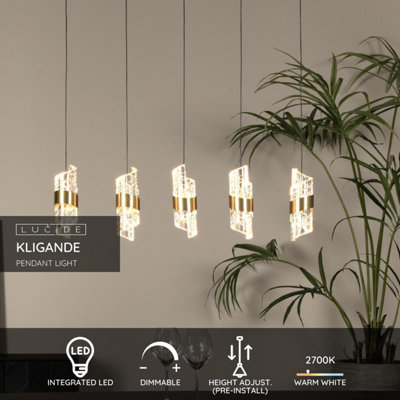 Lucide KLIGANDE - Pendant light - LED Dim. - 5x7,8W 2700K - Matt Gold / Brass