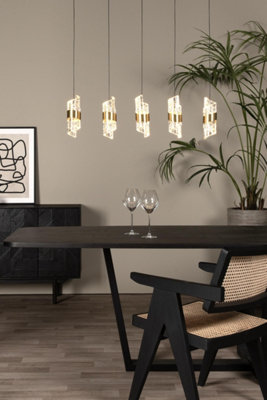 Lucide KLIGANDE - Pendant light - LED Dim. - 5x7,8W 2700K - Matt Gold / Brass