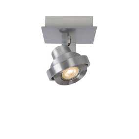 Lucide Landa Modern Ceiling Spotlight - LED Dim to warm - GU10 - 1x5W 2200K/3000K - Satin Chrome