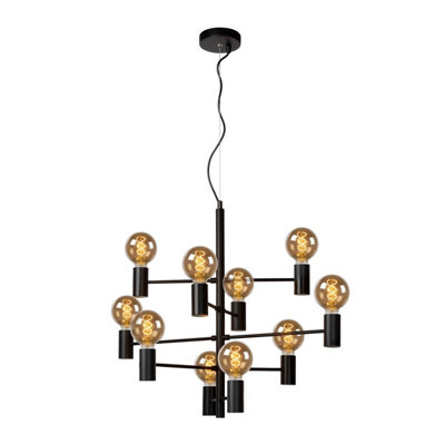 Lucide Leanne Modern Pendant Light 65cm - 10xE27 - Black