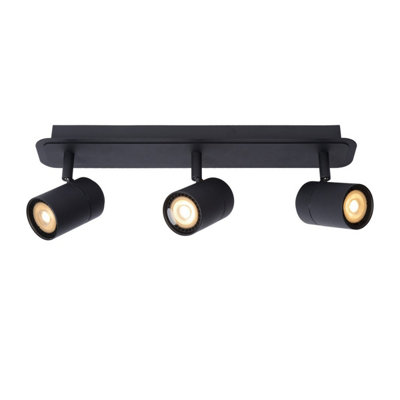 Lucide Lennert Modern Ceiling Spotlight Bar Bathroom - LED Dim. - GU10 - 3x5W 3000K - IP44 - Black