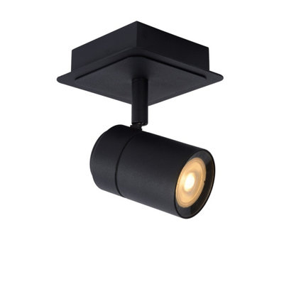 Lucide Lennert Modern Ceiling Spotlight Bathroom - LED Dim. - GU10 - 1x5W 3000K - IP44 - Black