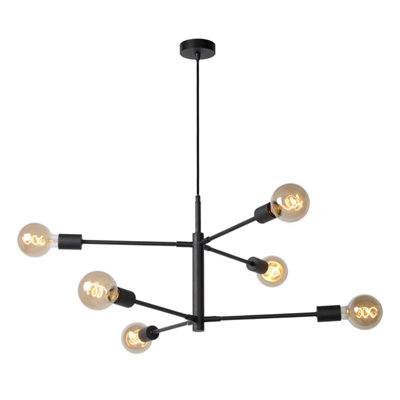 Lucide Lester Modern Pendant Light - 6xE27 - Black