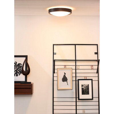 Lucide Lex Modern Flush Ceiling Light 33cm - 2xE27 - Black