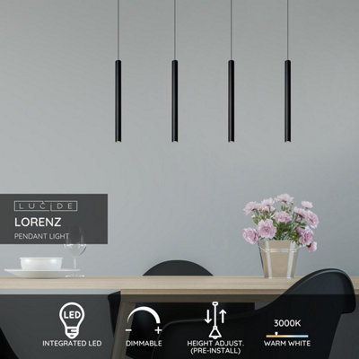 Lucide Lorenz 4 Light LED Bar Ceiling Pendant Black