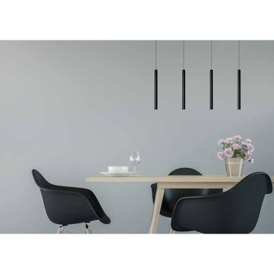 Lucide Lorenz 4 Light LED Bar Ceiling Pendant Black