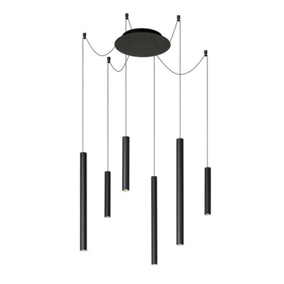 Lucide Lorenz Modern Pendant Light 120cm - LED Dim. - 6x4W 3000K - Black