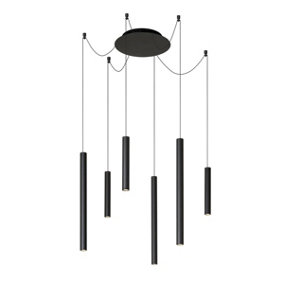Lucide Lorenz Modern Pendant Light 120cm - LED Dim. - 6x4W 3000K - Black