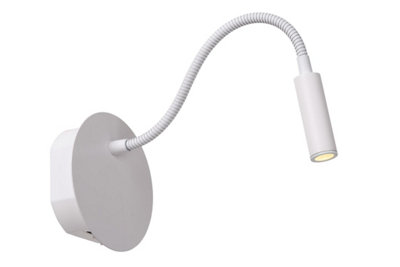 Lampe De Chevet Murale Rechargeable LUCIDE Jolijn - Bras Flexible, Lumière Chaude 3000K, Magnétique, Ø 11 Cm