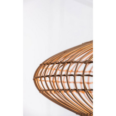 Lucide Magali Scandinavian Rattan Pendant Light 56cm - 1xE27 - Light Wood