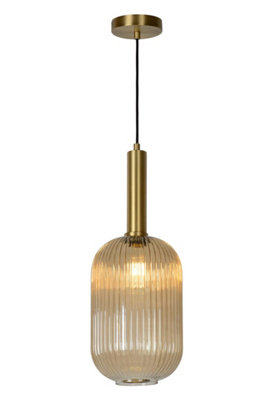 Lucide Maloto Retro Pendant Light 20cm - 1xE27 - Amber