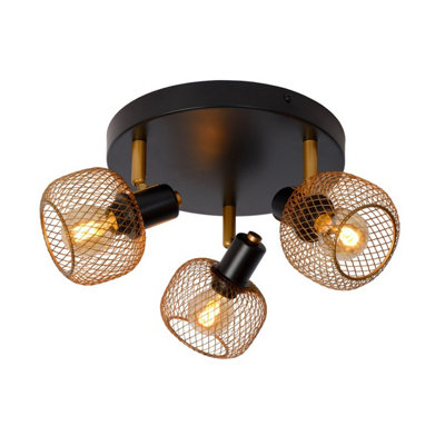 Lucide Maren Retro Ceiling Spotlight 37cm - 3xE14 - Matt Gold, Brass