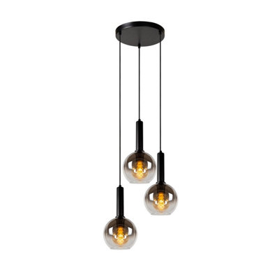 Lucide Marius Modern Cluster Pendant Light 48.5cm- 3xE27 - Black