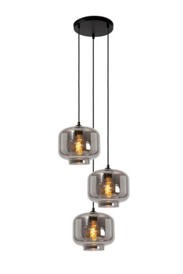 Lucide Medine Modern Pendant light 46cm - 3xE27 - Smoke Grey
