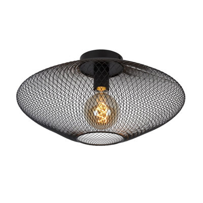 Lucide Mesh Modern Flush Ceiling Light 45cm - 1xE27 - Black