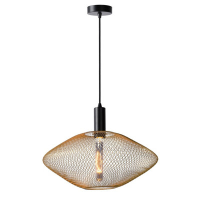 Lucide Mesh Modern Pendant Light 45cm - 1xE27 - Matt Gold, Brass