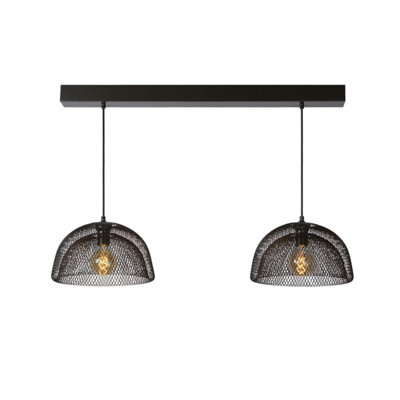 Lucide Mesh Vintage Bar Pendant Light - 2xE27 - Black