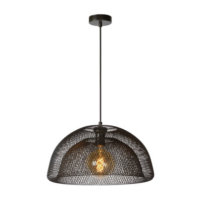 Lucide Mesh Vintage Dome Pendant Light 45cm - 1xE27 - Black