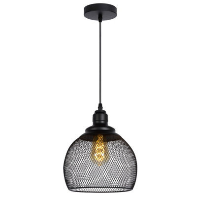 Lucide Mesh Vintage Pendant Light 22cm - 1xE27 - Black