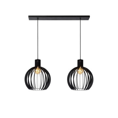 Lucide Mikaela Modern Bar Pendant Light - 2xE27 - Black